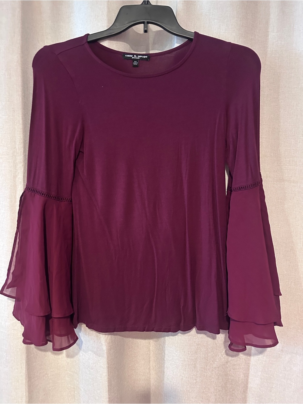 Cynthia Steffe Ruffled Bell Sleeve Blouse in Plum